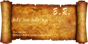 Bába Réka névjegykártya